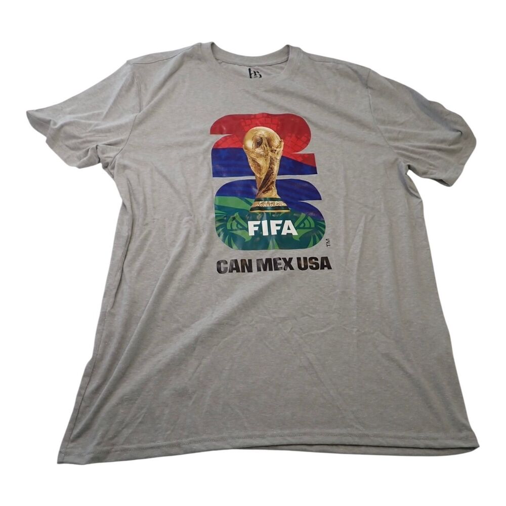 FIFA Shirt Mens L World Cup 2026 CAN MEX USA Gray Graphic Tee